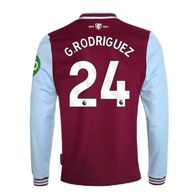 2024-2025 West Ham Long Sleeve Home Shirt (Kids) (G.Rodriguez 24)