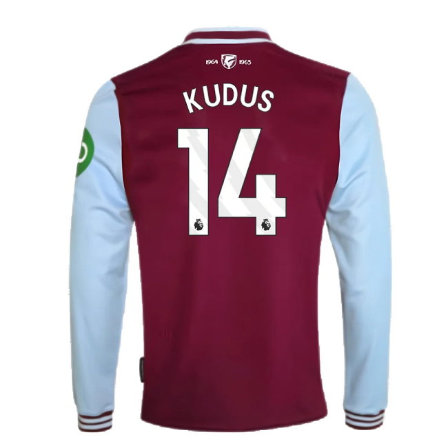 2024-2025 West Ham Long Sleeve Home Shirt (Kids) (Kudus 14)