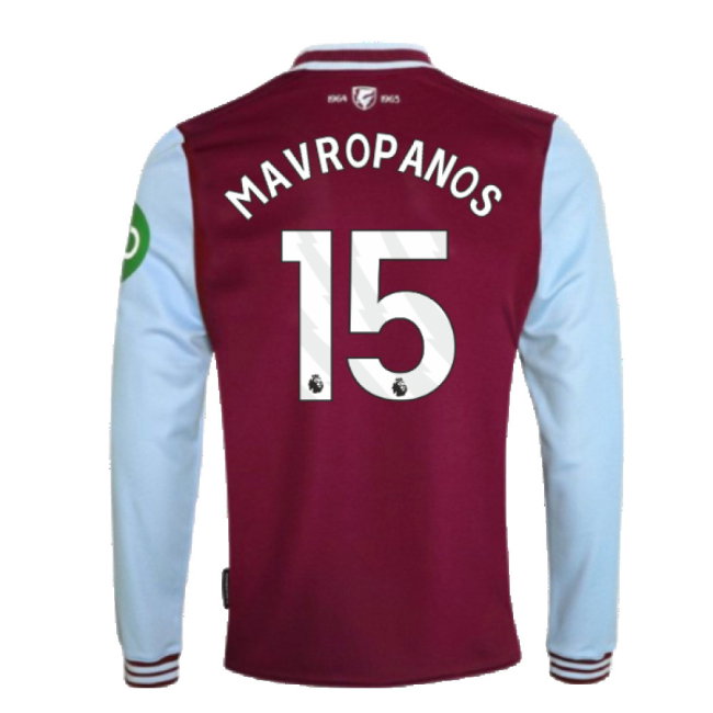 2024-2025 West Ham Long Sleeve Home Shirt (Kids) (Mavropanos 15)