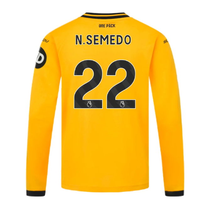 2024-2025 Wolves Long Sleeve Home Shirt (Kids) (N.Semedo 22)