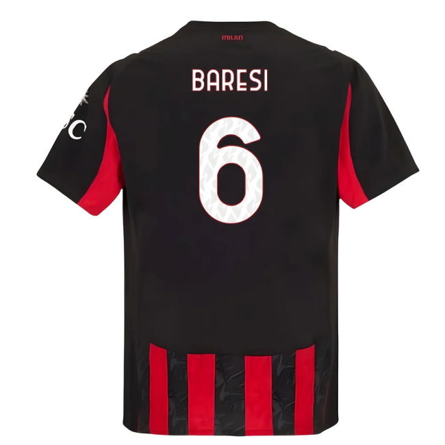 2025-2026 AC Milan Authentic Home Shirt (Baresi 6)