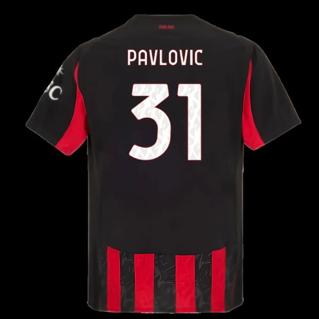 2025-2026 AC Milan Authentic Home Shirt (Pavlovic 31)