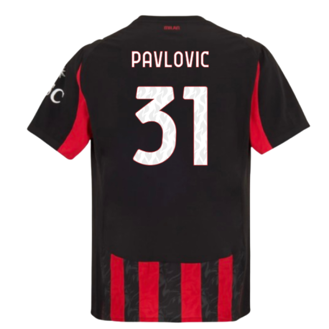 2025-2026 AC Milan Authentic Home Shirt (Pavlovic 31)