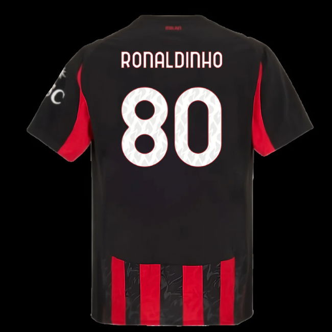 2025-2026 AC Milan Authentic Home Shirt (Ronaldinho 80)