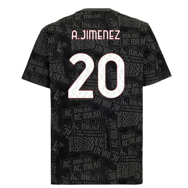 2025-2026 AC Milan ftblCulture Tee AOP (Black) (A.Jimenez 20)