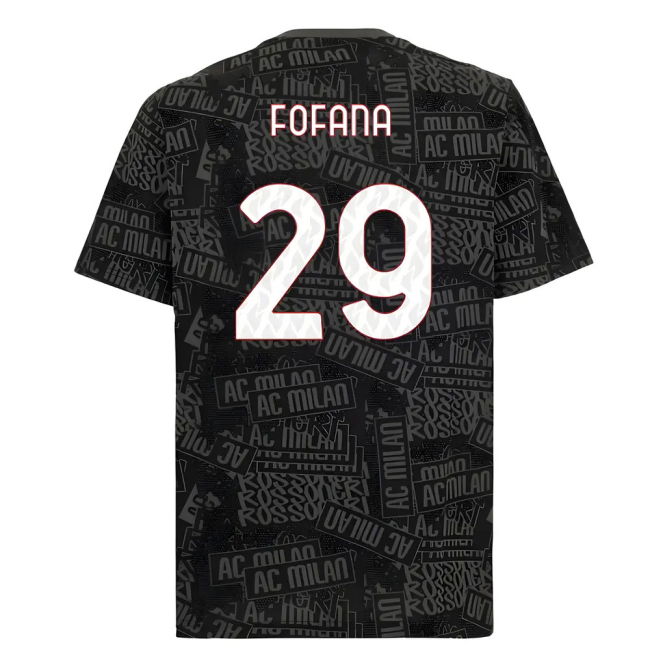 2025-2026 AC Milan ftblCulture Tee AOP (Black) (Fofana 29)
