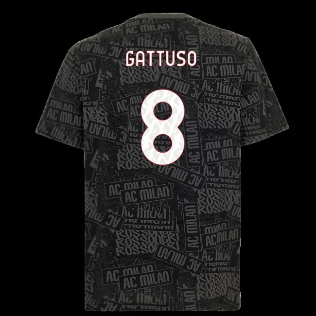2025-2026 AC Milan ftblCulture Tee AOP (Black) (Gattuso 8)