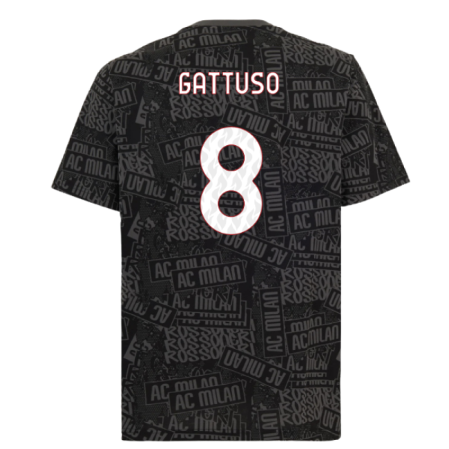 2025-2026 AC Milan ftblCulture Tee AOP (Black) (Gattuso 8)