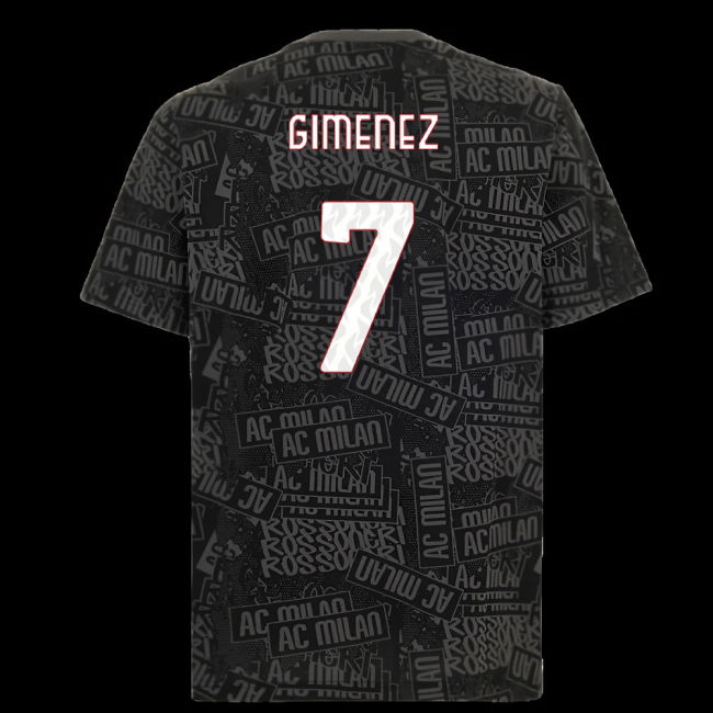 2025-2026 AC Milan ftblCulture Tee AOP (Black) (Gimenez 7)