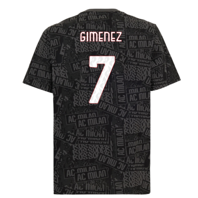 2025-2026 AC Milan ftblCulture Tee AOP (Black) (Gimenez 7)