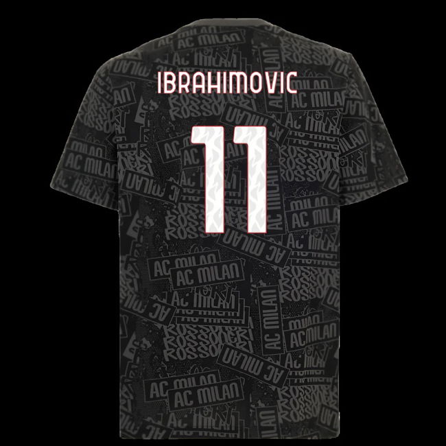 2025-2026 AC Milan ftblCulture Tee AOP (Black) (Ibrahimovic 11)