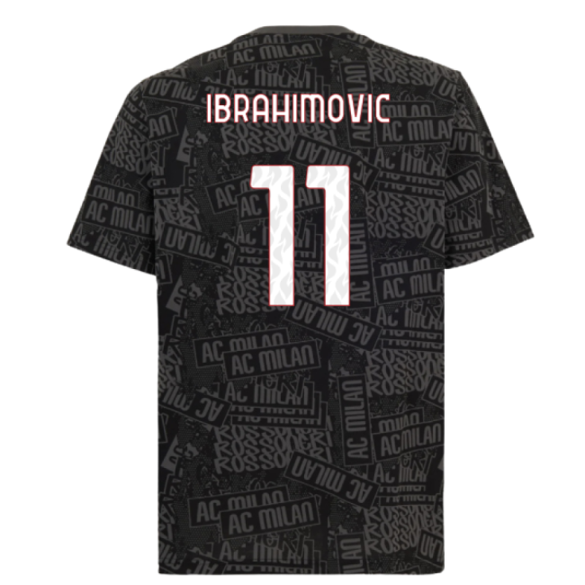 2025-2026 AC Milan ftblCulture Tee AOP (Black) (Ibrahimovic 11)