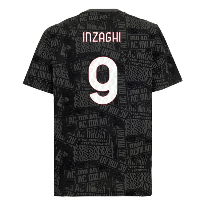 2025-2026 AC Milan ftblCulture Tee AOP (Black) (Inzaghi 9)