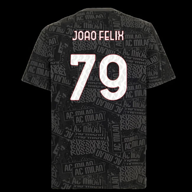 2025-2026 AC Milan ftblCulture Tee AOP (Black) (Joao Felix 79)