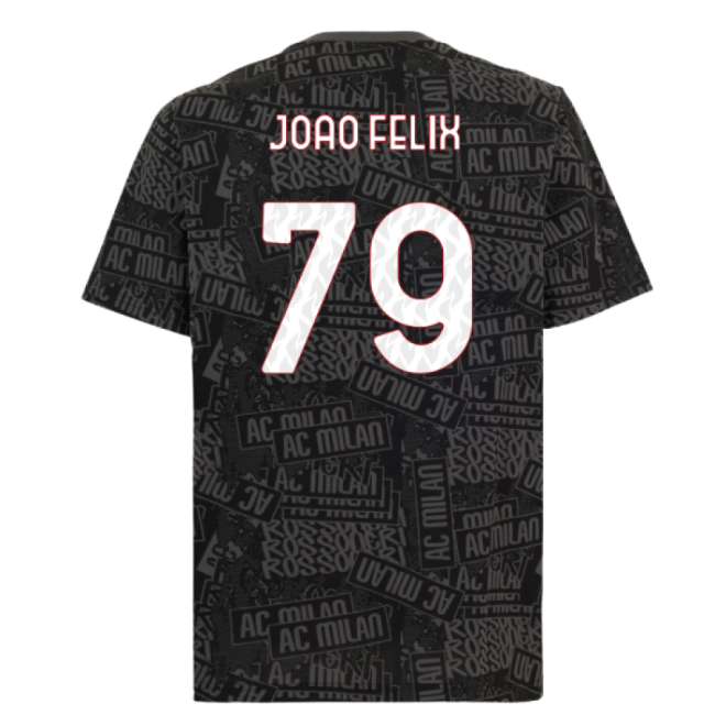2025-2026 AC Milan ftblCulture Tee AOP (Black) (Joao Felix 79)