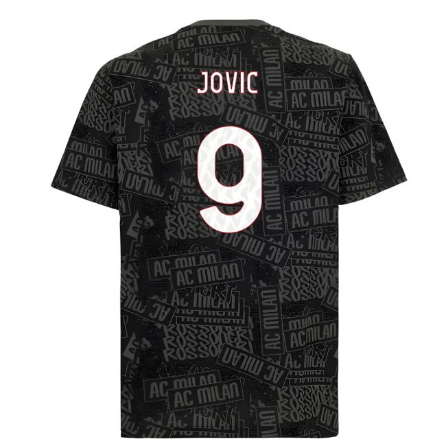 2025-2026 AC Milan ftblCulture Tee AOP (Black) (Jovic 9)