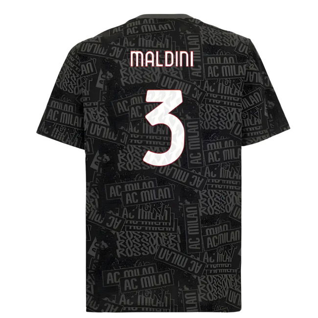 2025-2026 AC Milan ftblCulture Tee AOP (Black) (Maldini 3)
