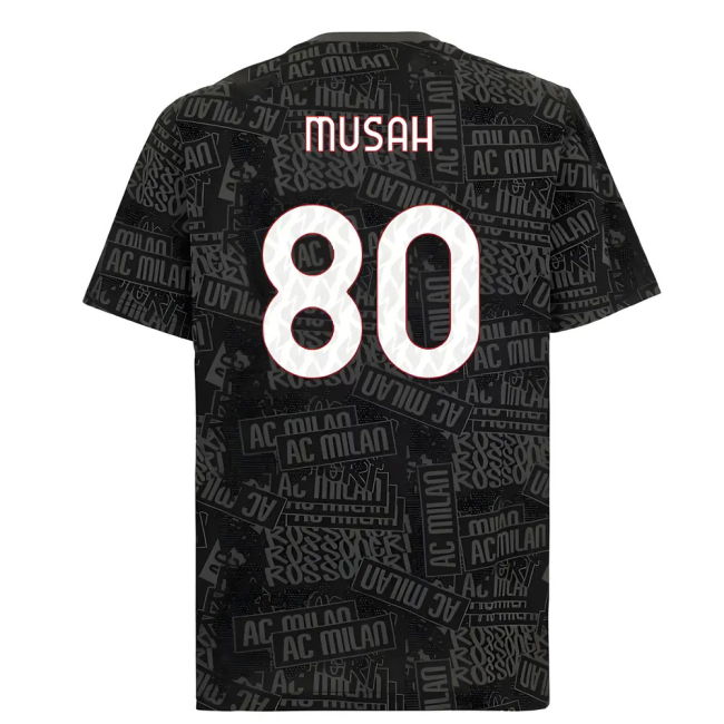 2025-2026 AC Milan ftblCulture Tee AOP (Black) (Musah 80)