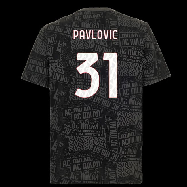 2025-2026 AC Milan ftblCulture Tee AOP (Black) (Pavlovic 31)