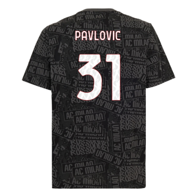 2025-2026 AC Milan ftblCulture Tee AOP (Black) (Pavlovic 31)