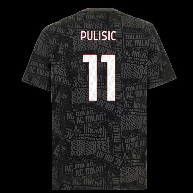 2025-2026 AC Milan ftblCulture Tee AOP (Black) (Pulisic 11)