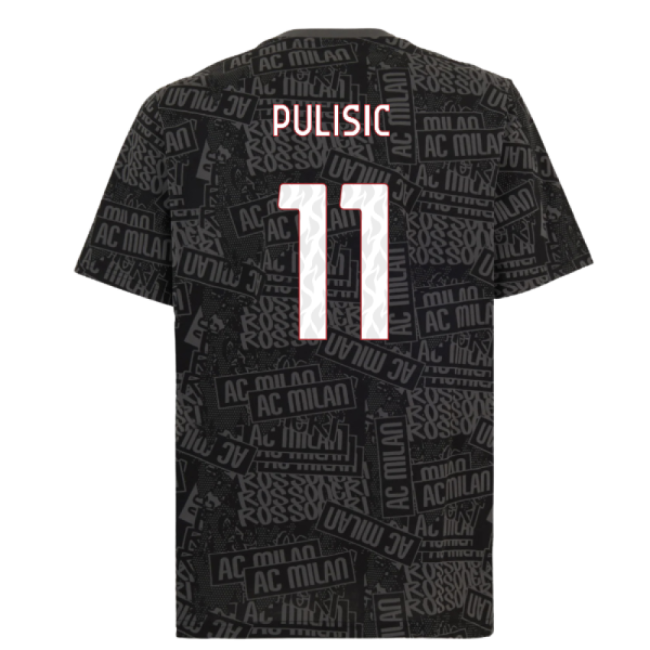 2025-2026 AC Milan ftblCulture Tee AOP (Black) (Pulisic 11)