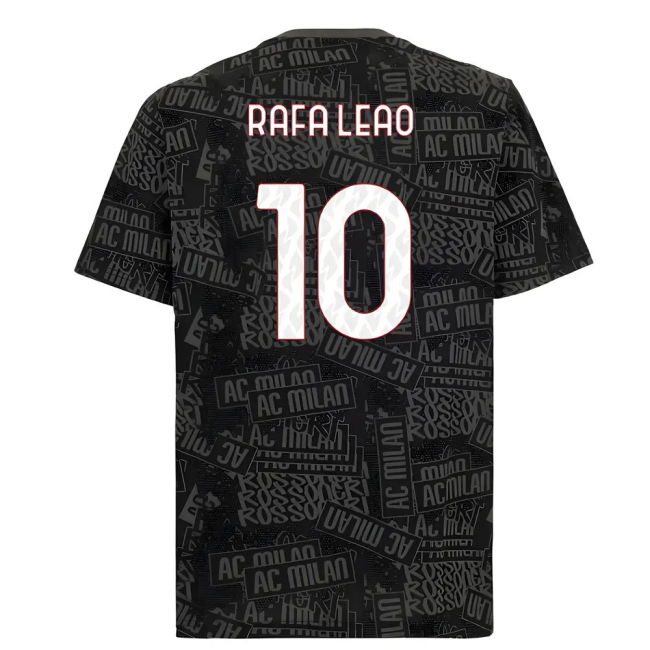 2025-2026 AC Milan ftblCulture Tee AOP (Black) (Rafa Leao 10)