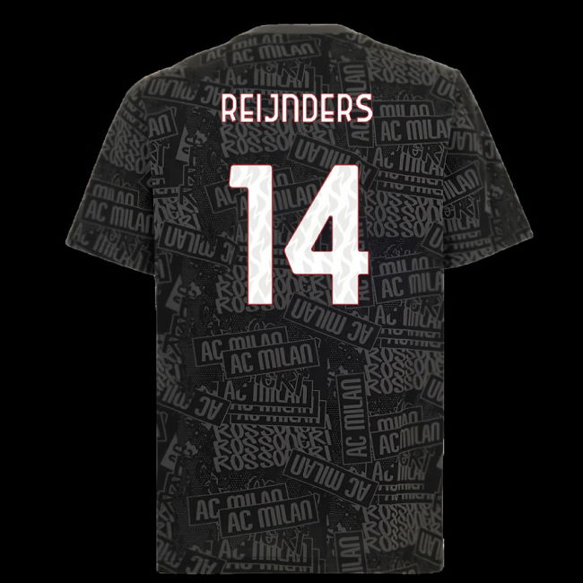 2025-2026 AC Milan ftblCulture Tee AOP (Black) (Reijnders 14)