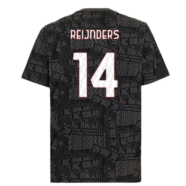2025-2026 AC Milan ftblCulture Tee AOP (Black) (Reijnders 14)