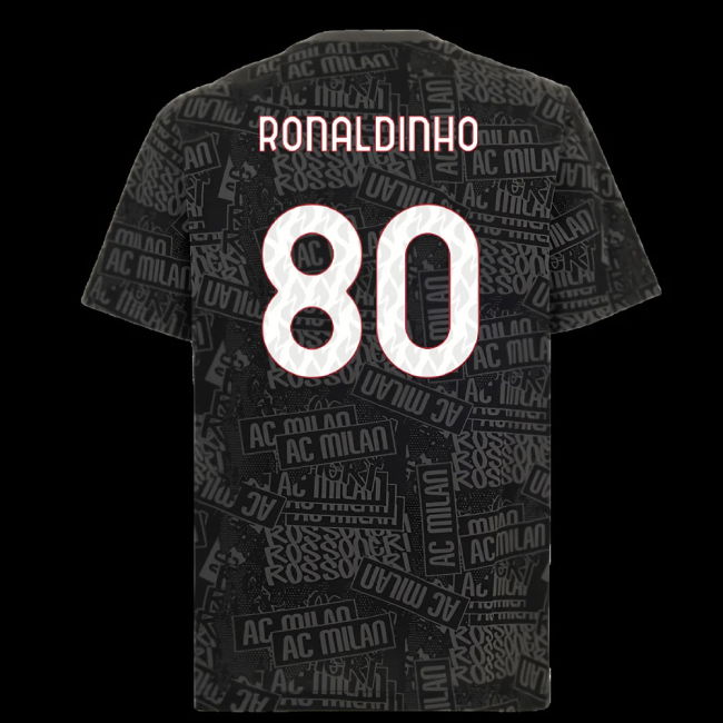 2025-2026 AC Milan ftblCulture Tee AOP (Black) (Ronaldinho 80)