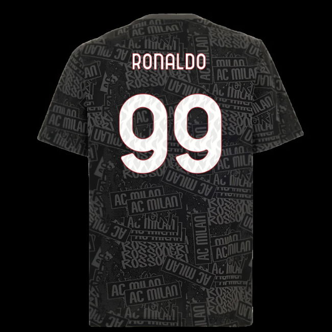 2025-2026 AC Milan ftblCulture Tee AOP (Black) (Ronaldo 99)