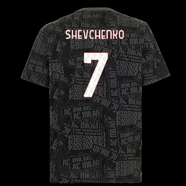 2025-2026 AC Milan ftblCulture Tee AOP (Black) (Shevchenko 7)