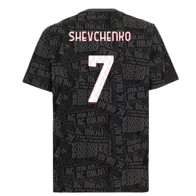 2025-2026 AC Milan ftblCulture Tee AOP (Black) (Shevchenko 7)