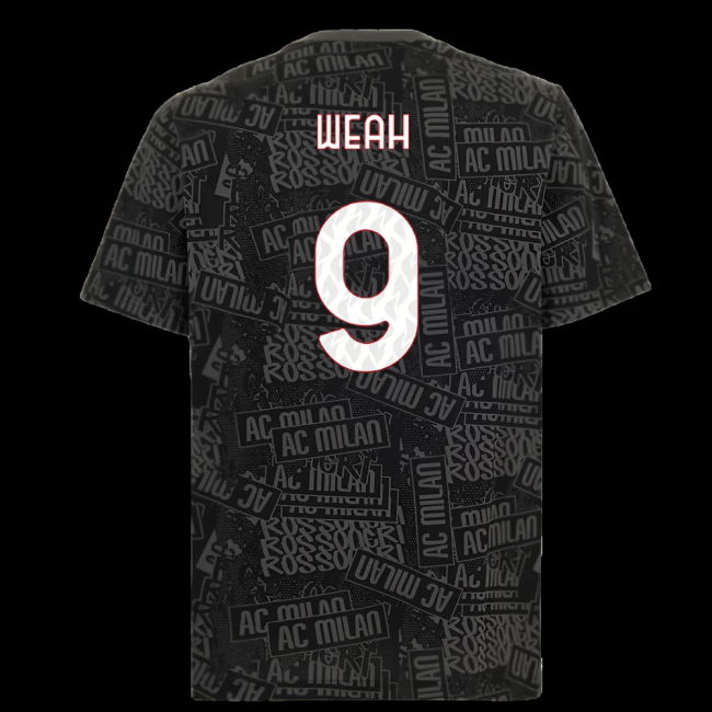 2025-2026 AC Milan ftblCulture Tee AOP (Black) (Weah 9)