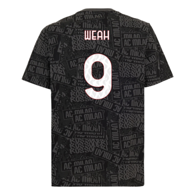 2025-2026 AC Milan ftblCulture Tee AOP (Black) (Weah 9)
