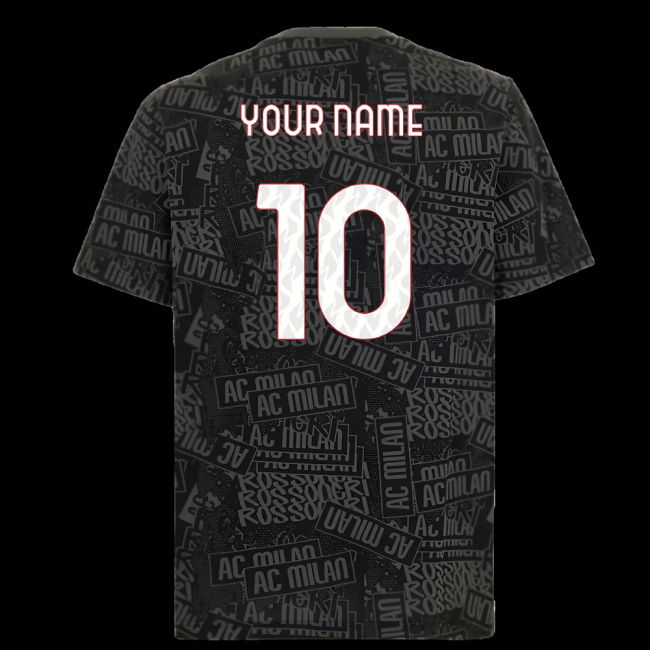 2025-2026 AC Milan ftblCulture Tee AOP (Black) (Your Name)