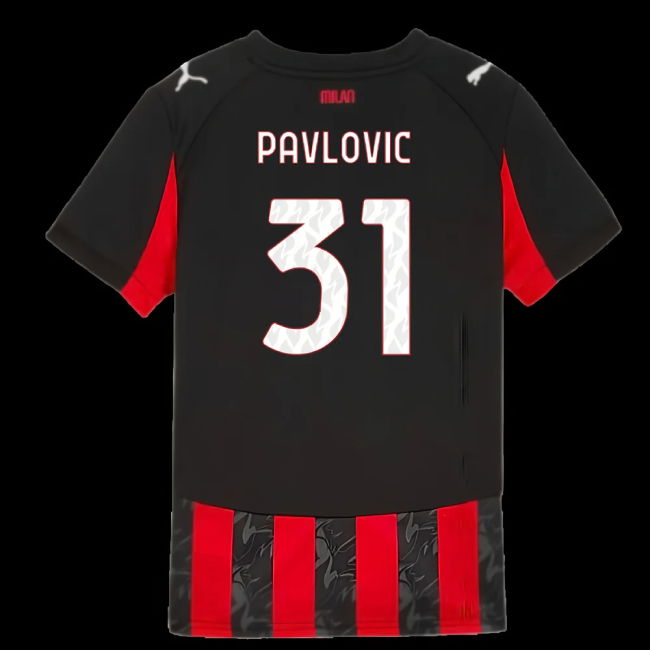 2025-2026 AC Milan Home Shirt (Kids) (Pavlovic 31)
