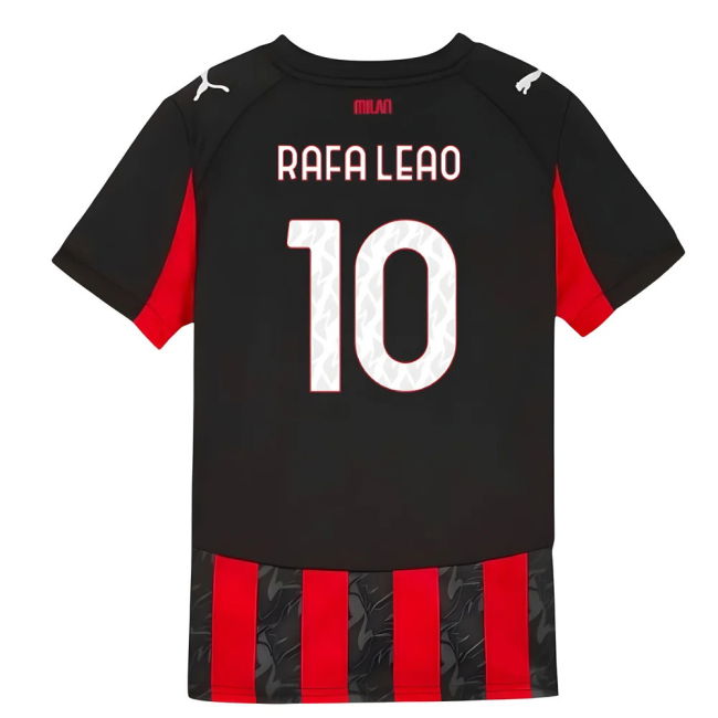 2025-2026 AC Milan Home Shirt (Kids) (Rafa Leao 10)