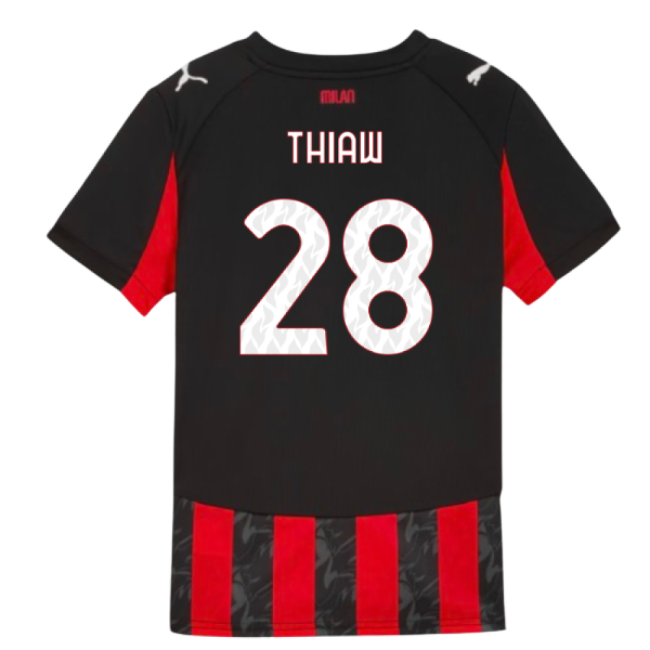 2025-2026 AC Milan Home Shirt (Kids) (Thiaw 28)