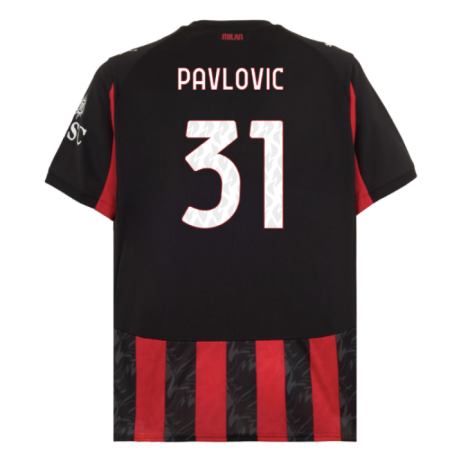 2025-2026 AC Milan Home Shirt (Pavlovic 31)