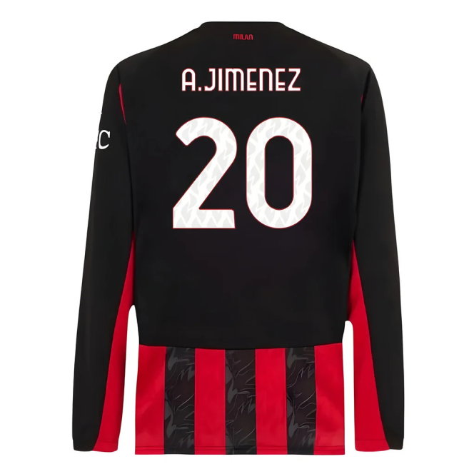 2025-2026 AC Milan Long Sleeve Home Shirt (A.Jimenez 20)
