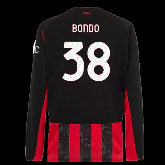2025-2026 AC Milan Long Sleeve Home Shirt (Bondo 38)