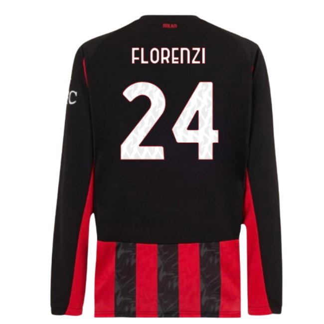 2025-2026 AC Milan Long Sleeve Home Shirt (Florenzi 24)