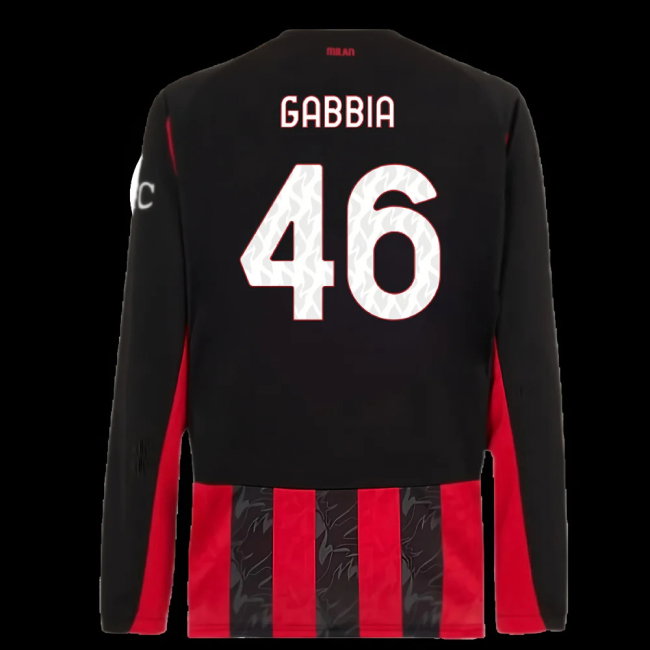 2025-2026 AC Milan Long Sleeve Home Shirt (Gabbia 46)