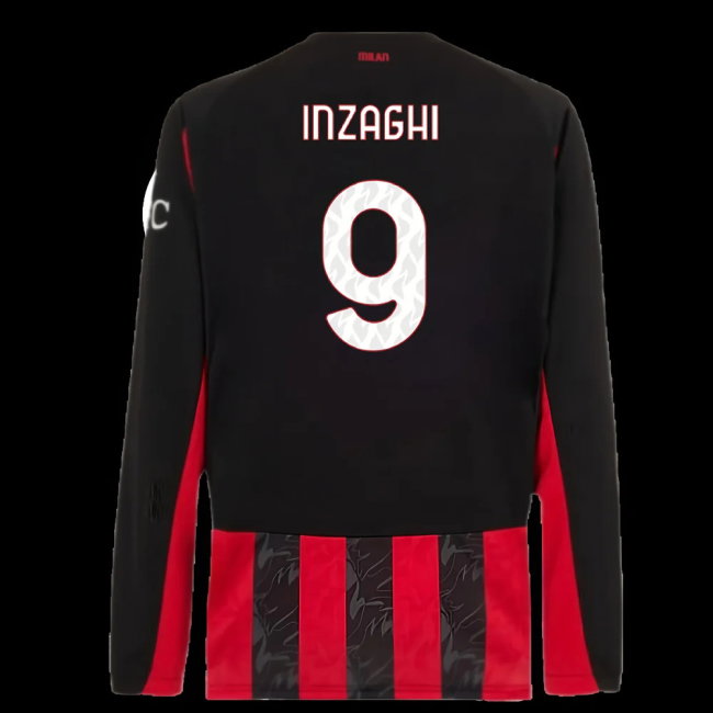 2025-2026 AC Milan Long Sleeve Home Shirt (Inzaghi 9)