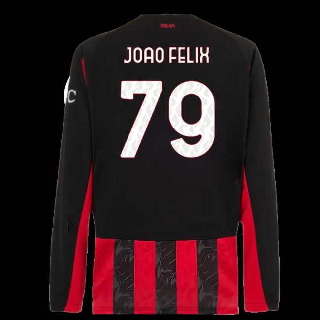 2025-2026 AC Milan Long Sleeve Home Shirt (Joao Felix 79)