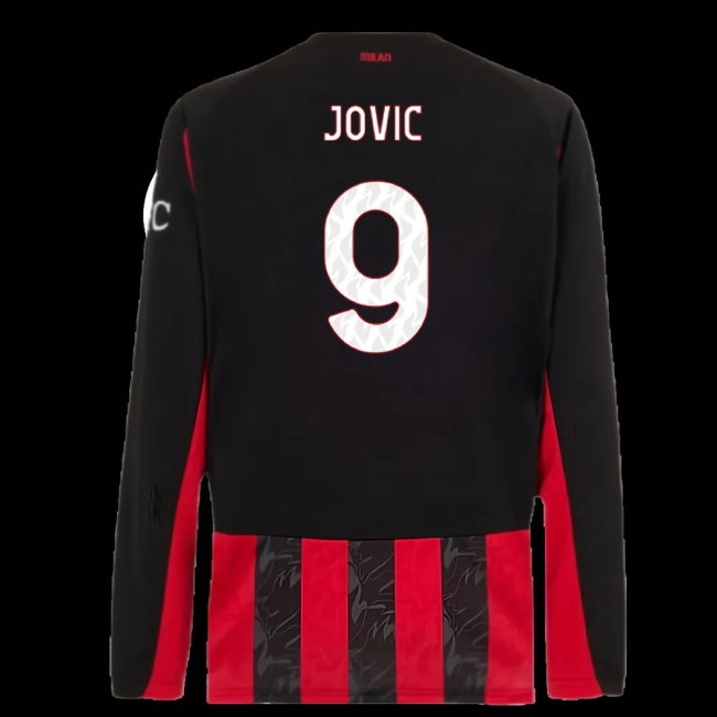 2025-2026 AC Milan Long Sleeve Home Shirt (Jovic 9)