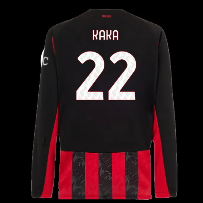 2025-2026 AC Milan Long Sleeve Home Shirt (Kaka 22)