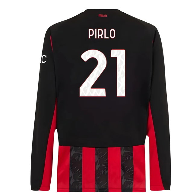 2025-2026 AC Milan Long Sleeve Home Shirt (Pirlo 21)