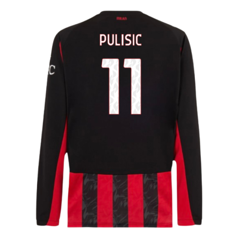 2025-2026 AC Milan Long Sleeve Home Shirt (Pulisic 11)